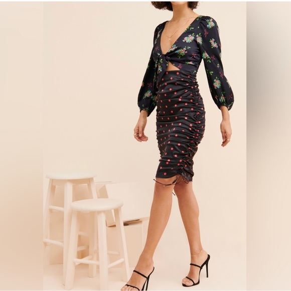 NWT For Love & Lemons Wilson Print Mix Dress Size XS - Picture 1 of 12